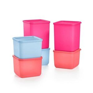 Tupperware Basic Brights Square 6 Piece Set New